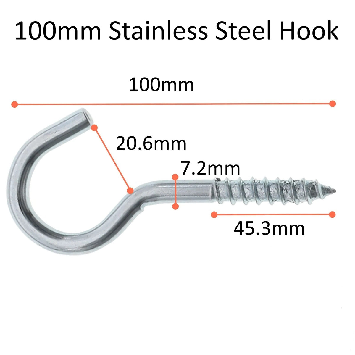 A2 Stainless Steel Screw-In Hooks