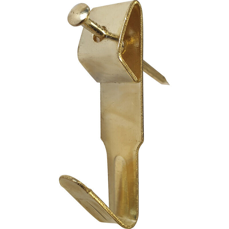 Medium Picture Hooks Brass Plated Single With Free Nails - Free Nails Included