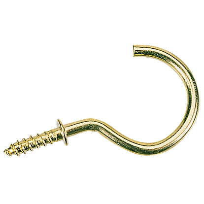 Screw In Shouldered Cup Hook Electro Brass Plated