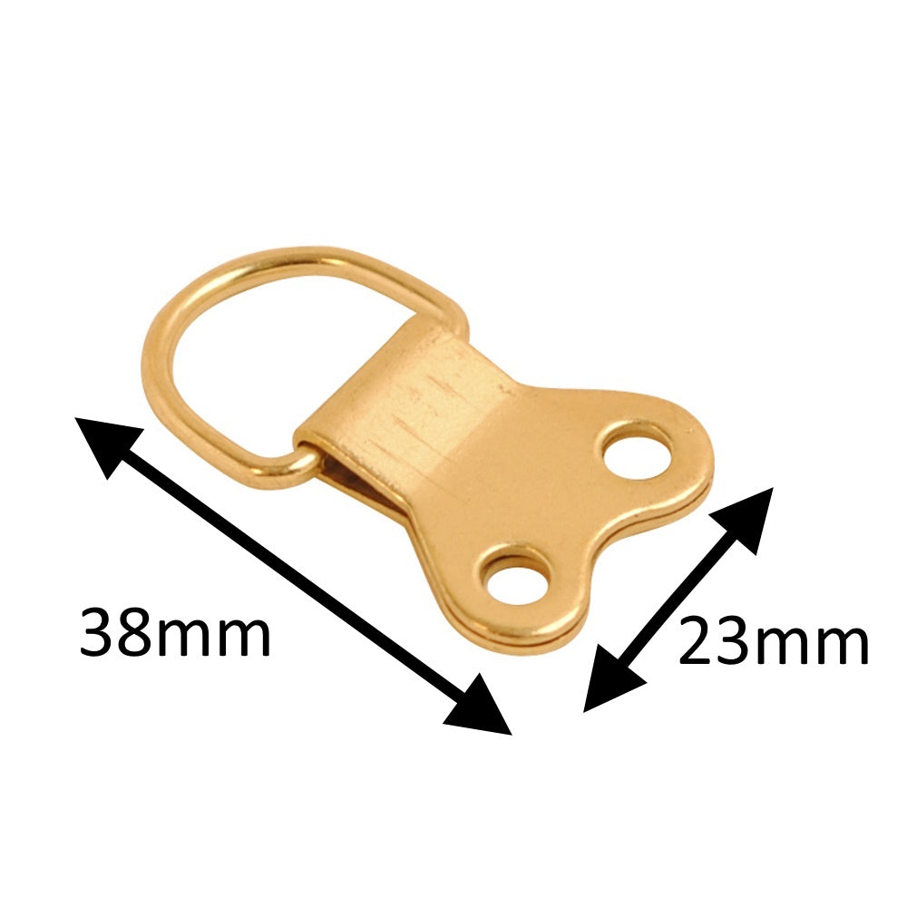 Large D Rings – Electro Brass Plated – 38 x 23mm