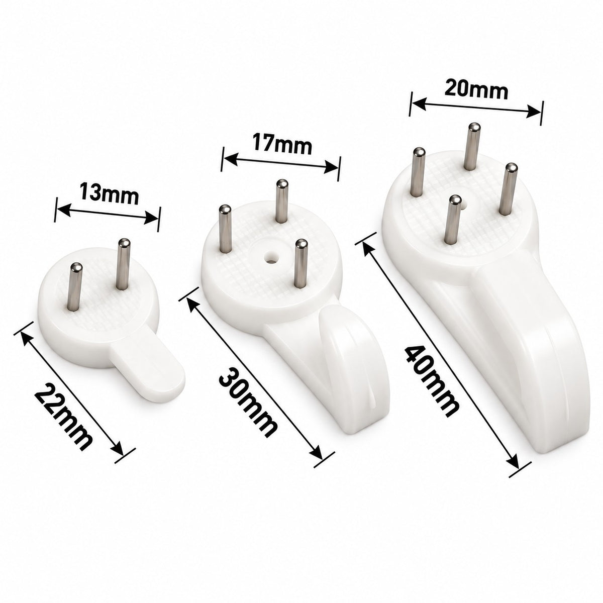 Hardwall Picture Hook White 22mm, 30mm or 40mm - 100 Pack