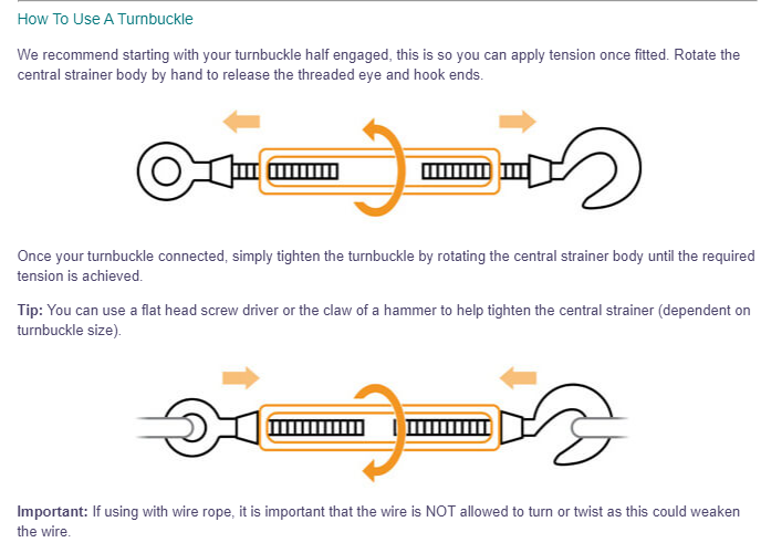 Hook & Eye Barrel Strainer Turnbuckles