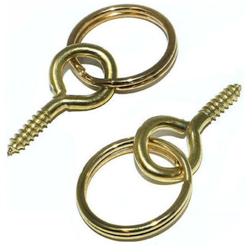 Picture Screw Split Rings Electro Brass Plated - 100 Pack