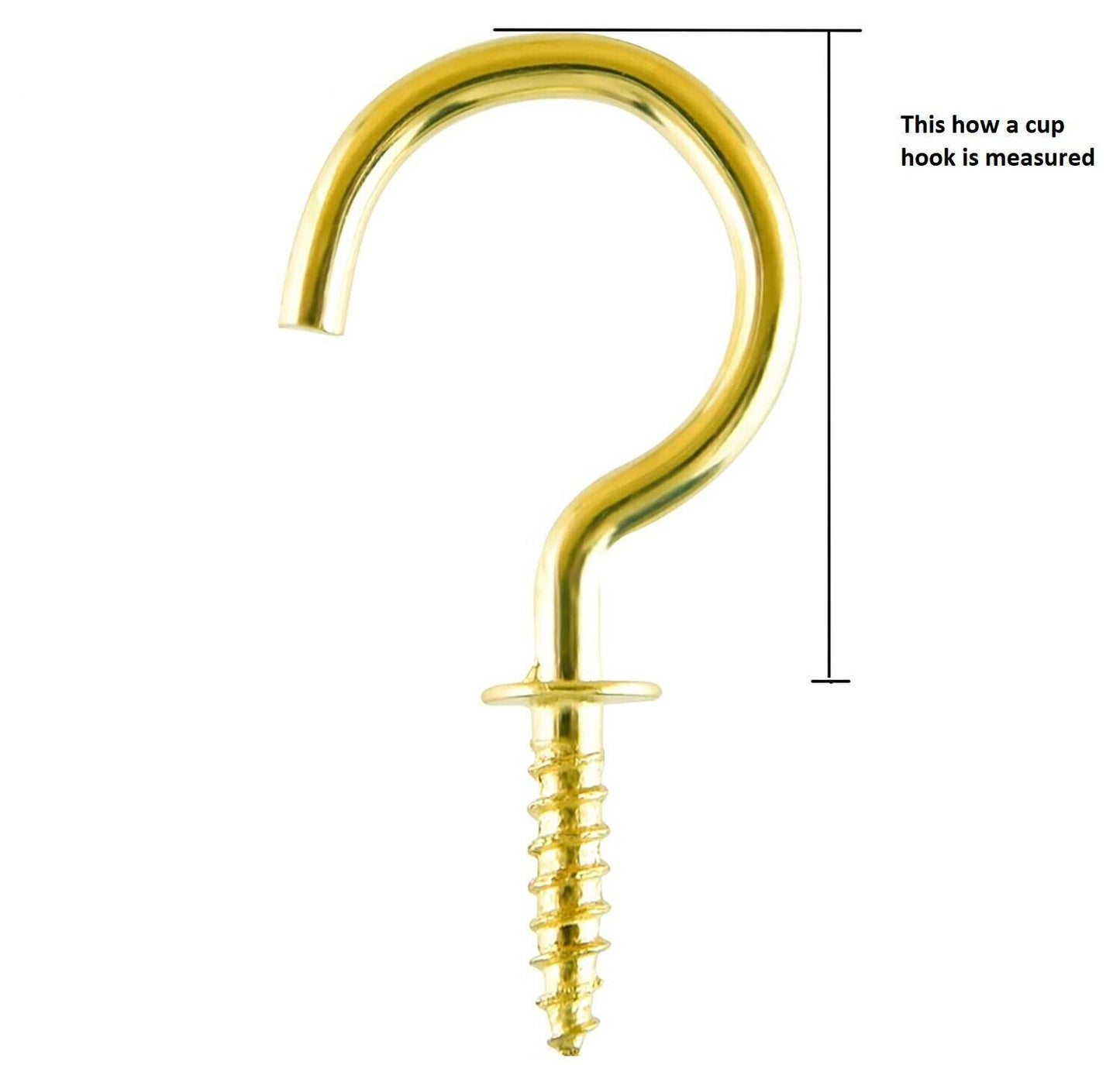 Screw In Shouldered Cup Hook Electro Brass Plated