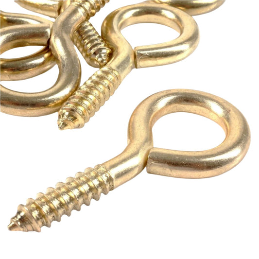 Tiny Steel Screw Eye Electro Brass Plated - 100 Pack