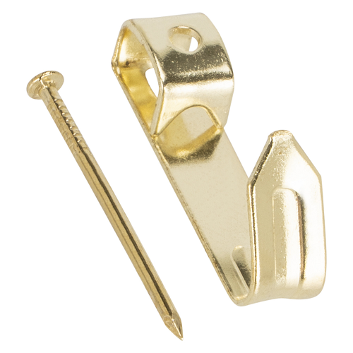 Small Picture Hooks Brass Plated Single With Free Nail - 100 Pack